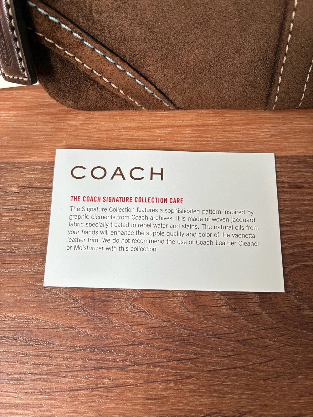 Coach Suede Leather Wristlet Vintage NWT 6F31 Brown / Blue Trim